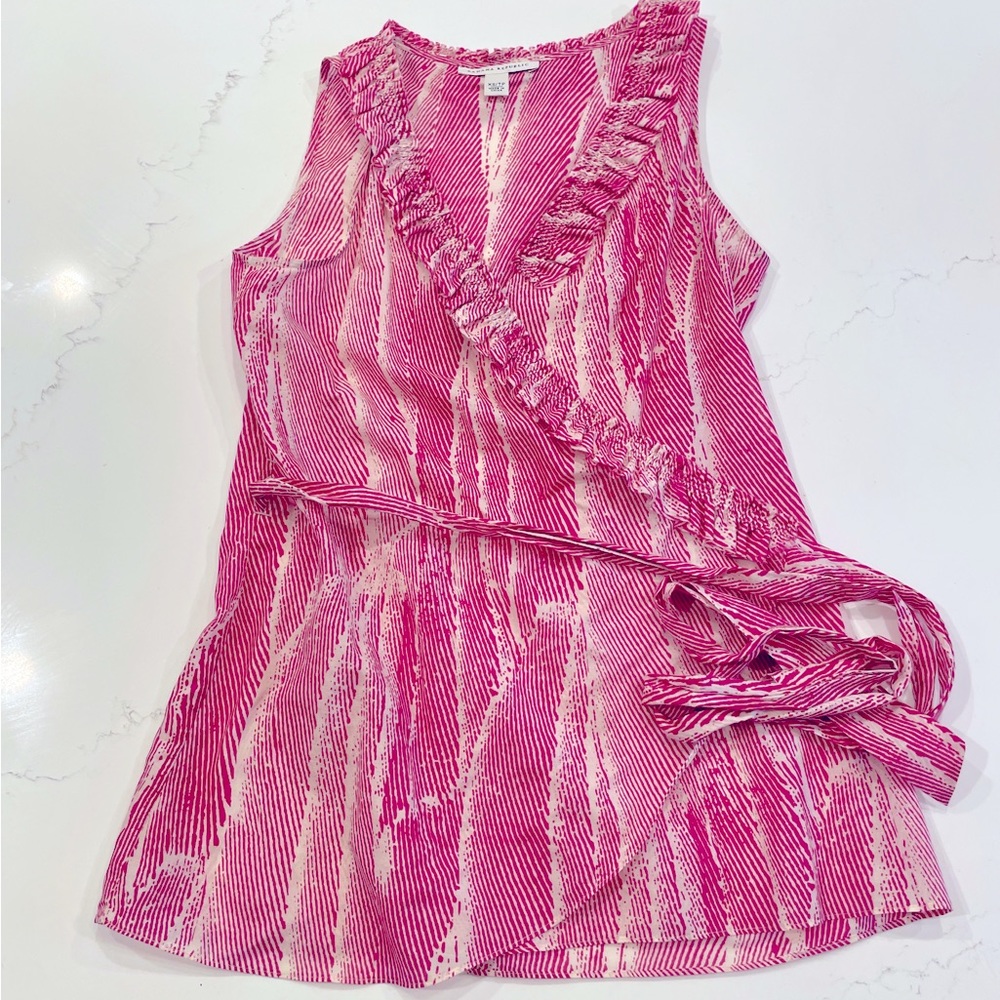 Banana Republic Silk Sleeveless Wrap-Around Blouse (XS)